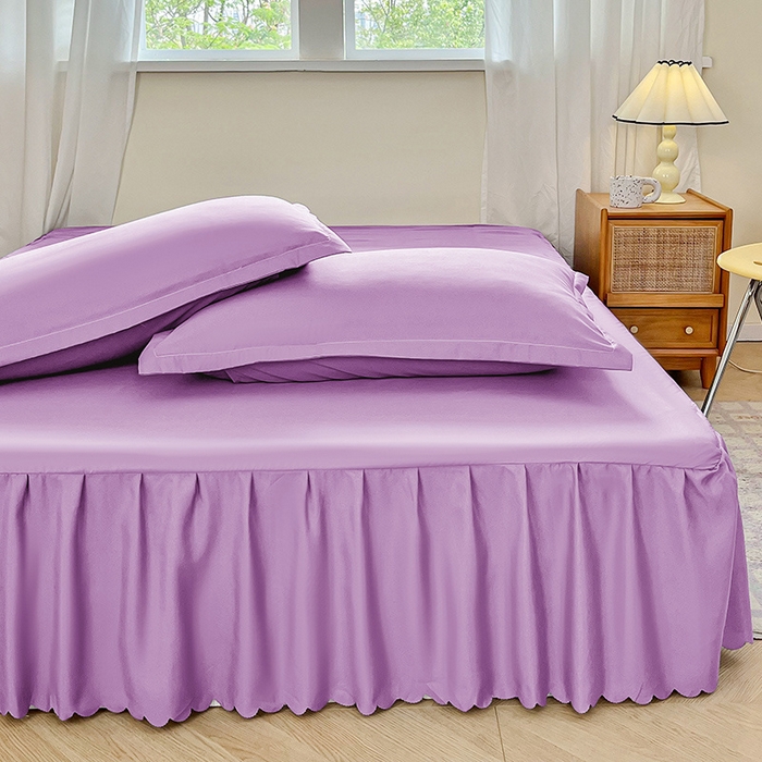 91家纺网 家纺一手货源 找家纺 恬澳家纺 2025新款外贸跨境电商亚马逊速卖通亲肤磨毛床裙欧美尺寸多多跨境平台TEMU希音虾皮 简系列-紫