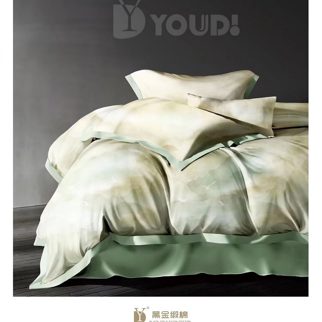 91家纺网 家纺一手货源 找家纺 （总）未来家居 2025新款宽边60S数码印花贡缎长绒棉四件套