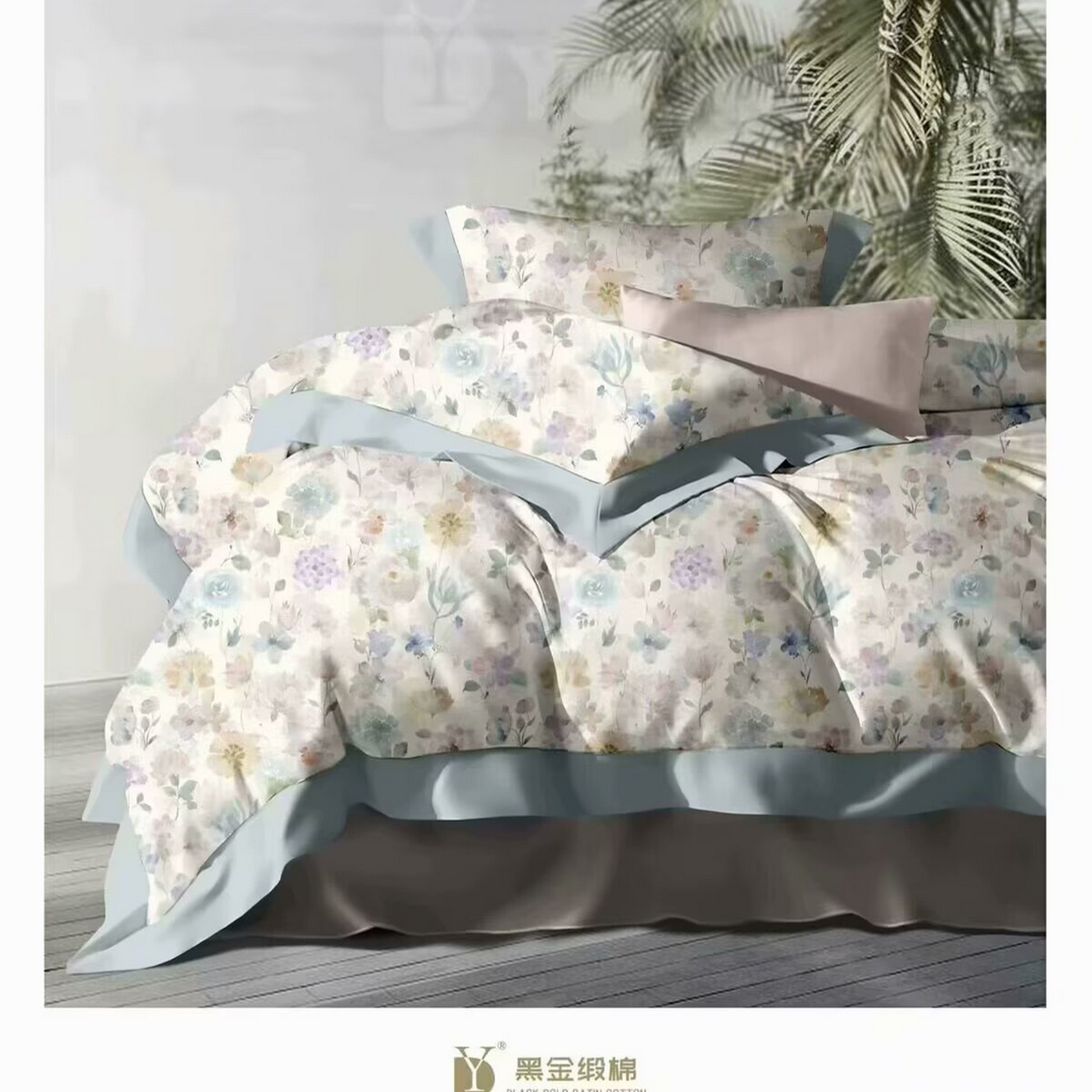 91家纺网 家纺一手货源 找家纺 （总）未来家居 2025新款宽边60S数码印花贡缎长绒棉四件套