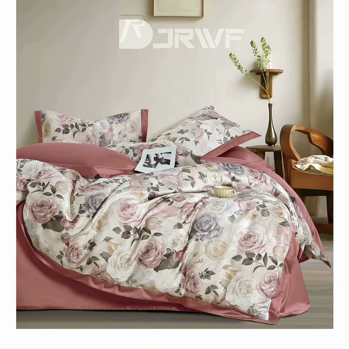 91家纺网 家纺一手货源 找家纺 （总）未来家居 2025新款宽边60S数码印花贡缎长绒棉四件套