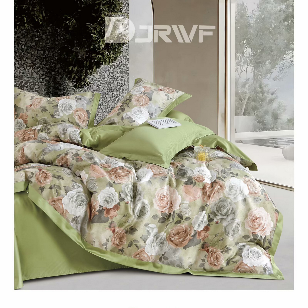 91家纺网 家纺一手货源 找家纺 （总）未来家居 2025新款宽边60S数码印花贡缎长绒棉四件套