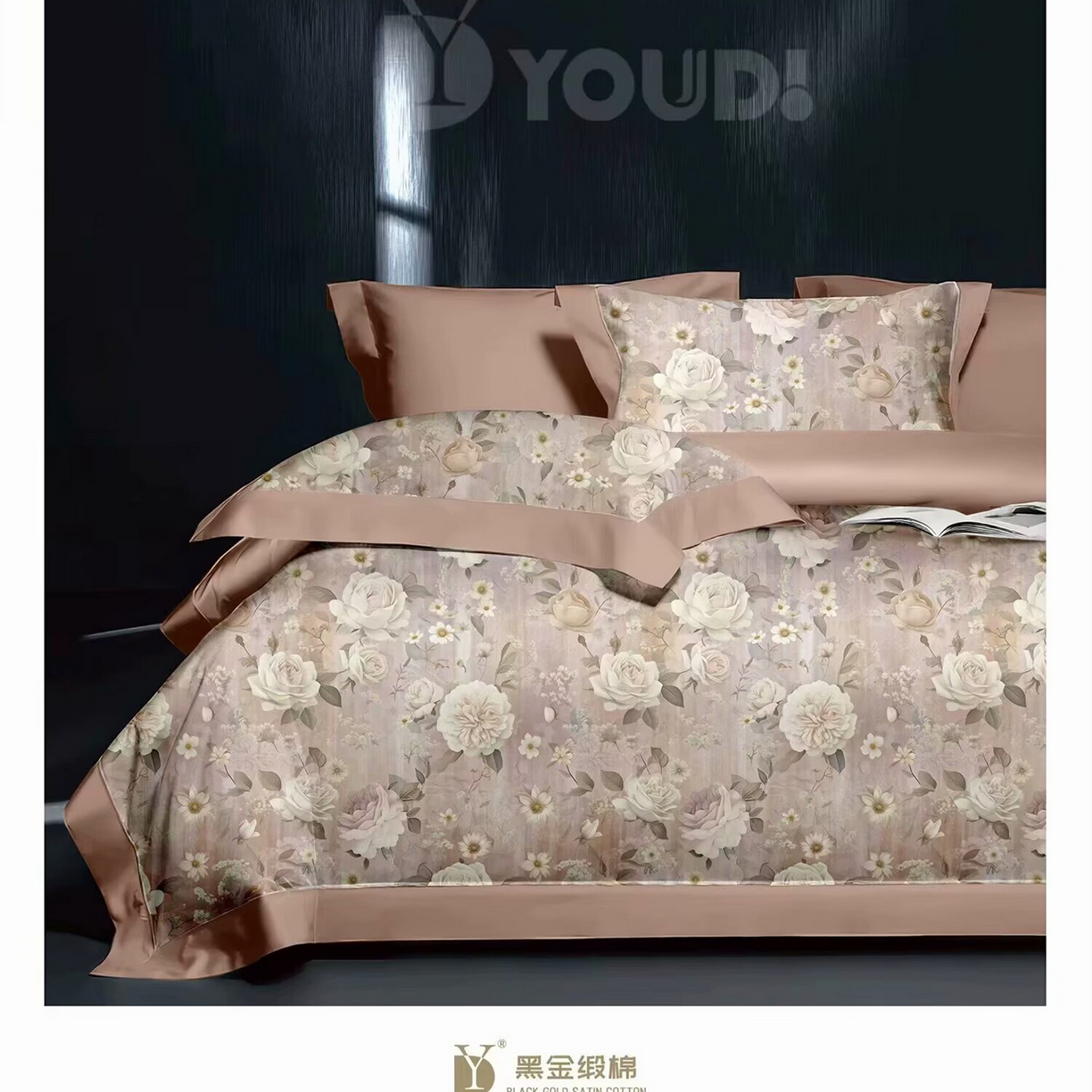 91家纺网 家纺一手货源 找家纺 （总）未来家居 2025新款宽边60S数码印花贡缎长绒棉四件套