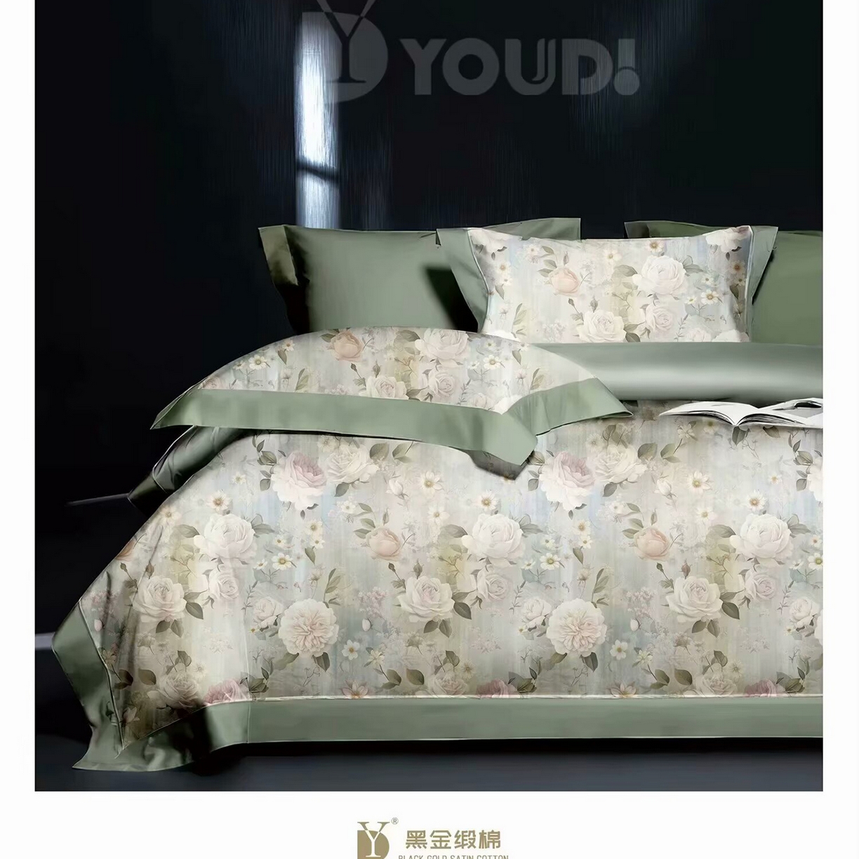 91家纺网 家纺一手货源 找家纺 （总）未来家居 2025新款宽边60S数码印花贡缎长绒棉四件套