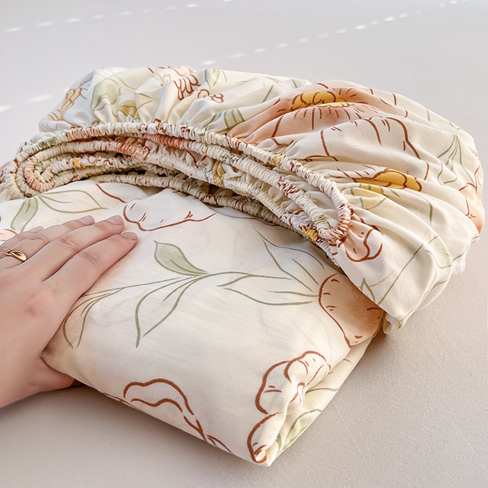 91家纺网 家纺一手货源 找家纺 赫然家纺 2026新款亲肤舒适活性印染水洗棉床笠系列-单床笠 露华浓