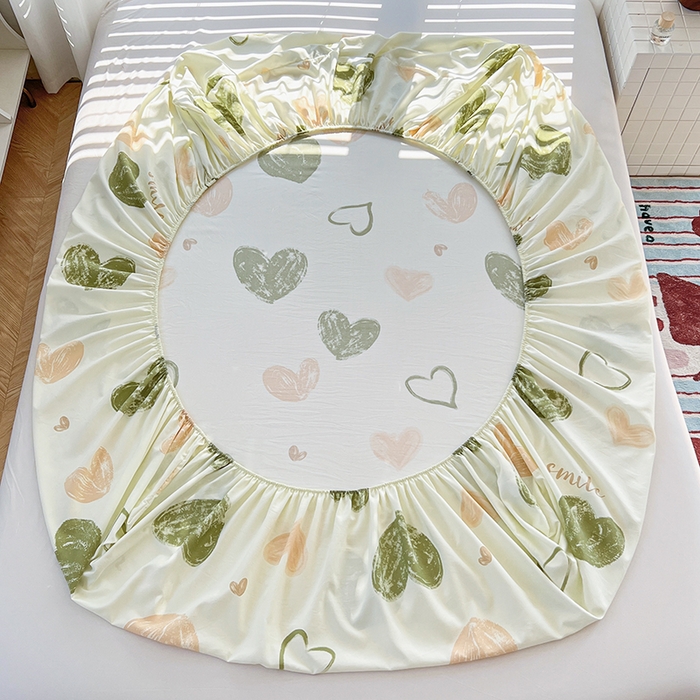 91家纺网 家纺一手货源 找家纺 赫然家纺 2026新款亲肤舒适活性印染水洗棉床笠系列-单床笠 爱心满满