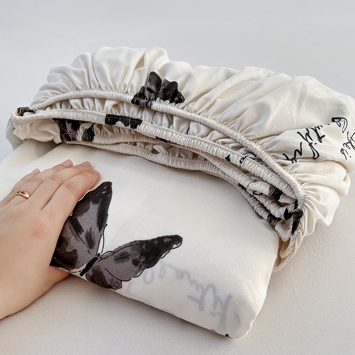 赫然家纺 2026新款亲肤舒适活性印染水洗棉床笠系列-单床笠 蝶舞