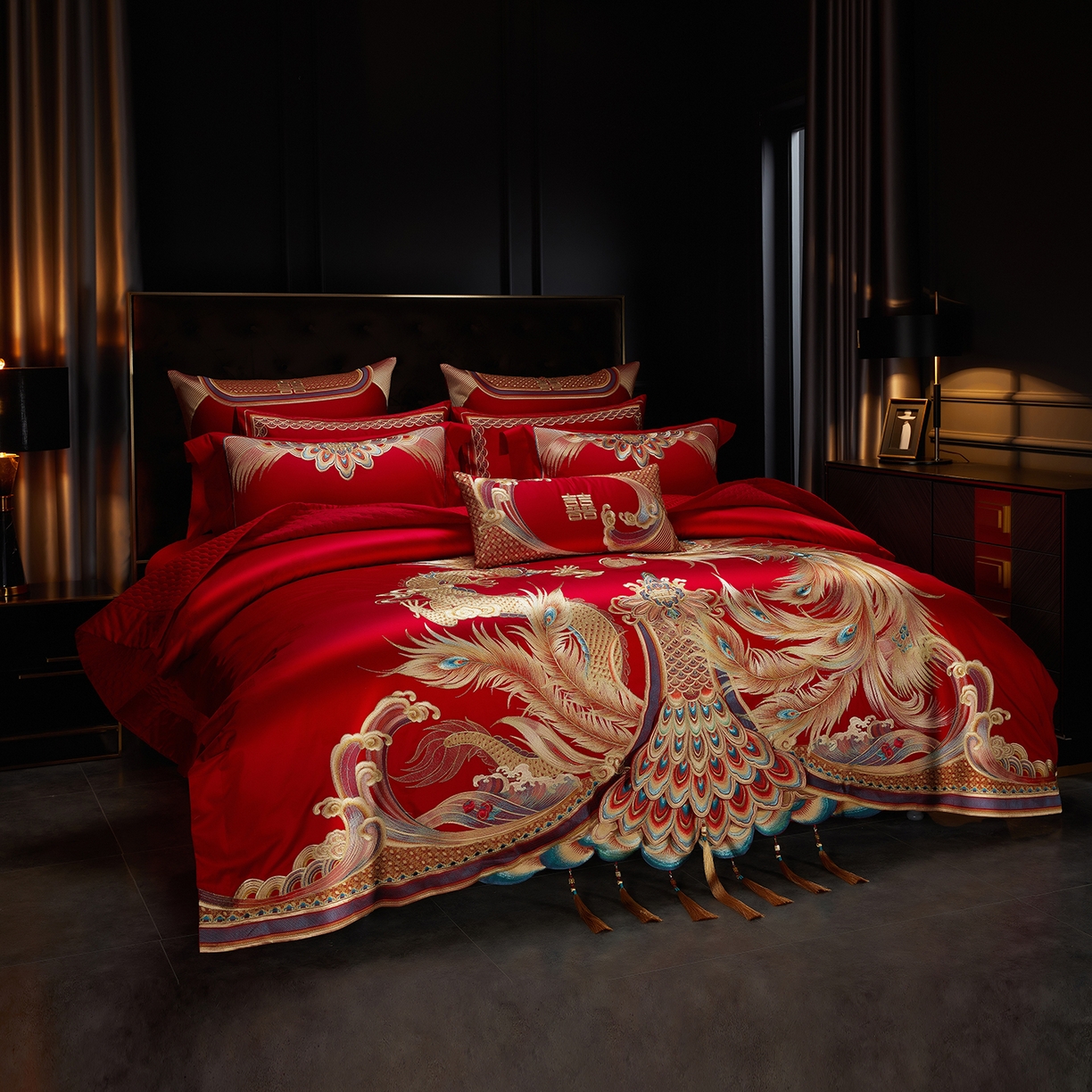 91家纺网 家纺一手货源 找家纺 （总）缔缦 2025新款Wedding高端婚庆60支长绒棉系列-百年好合