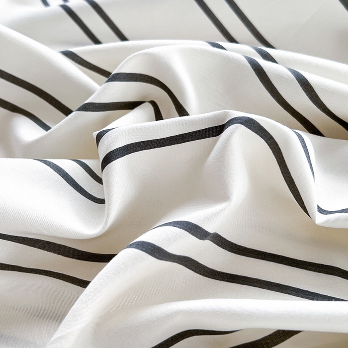 91家纺网 家纺一手货源 找家纺 赫然家纺 2026新款亲肤舒适活性印染水洗棉床笠系列床笠三件套（床笠+枕套） 黑白竖条