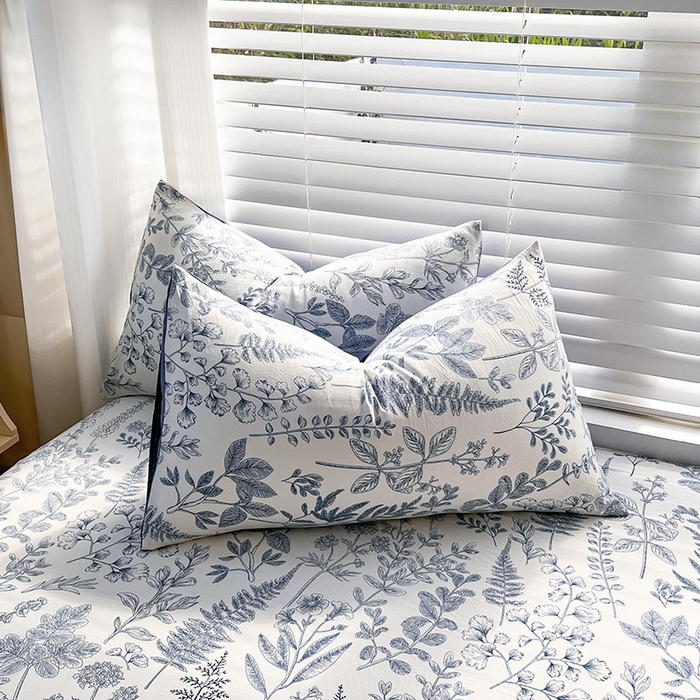 91家纺网 家纺一手货源 找家纺 赫然家纺 2026新款亲肤舒适活性印染水洗棉床笠系列床笠三件套（床笠+枕套） 兰花情