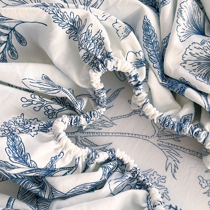 91家纺网 家纺一手货源 找家纺 赫然家纺 2026新款亲肤舒适活性印染水洗棉床笠系列床笠三件套（床笠+枕套） 兰花情