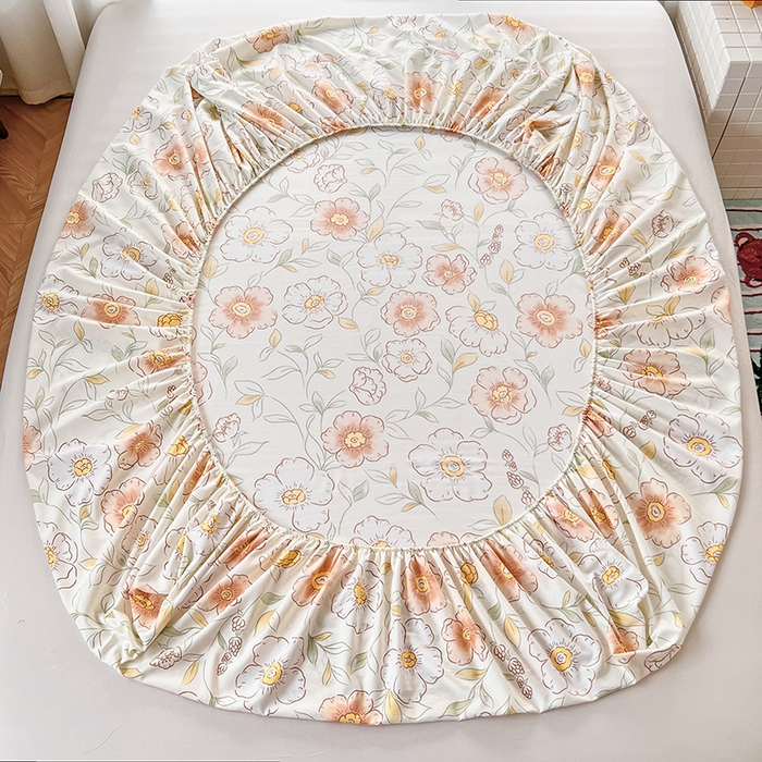 91家纺网 家纺一手货源 找家纺 赫然家纺 2026新款亲肤舒适活性印染水洗棉床笠系列-单床笠 露华浓