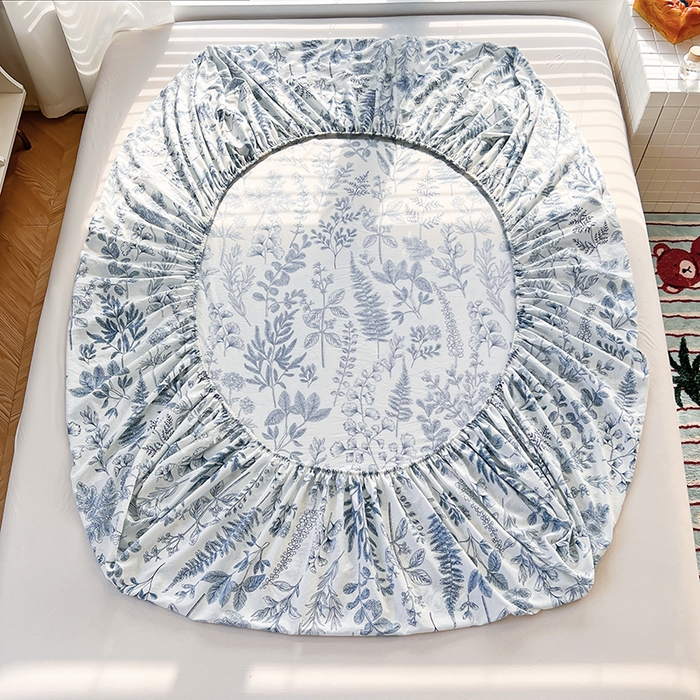 91家纺网 家纺一手货源 找家纺 赫然家纺 2026新款亲肤舒适活性印染水洗棉床笠系列床笠三件套（床笠+枕套） 兰花情