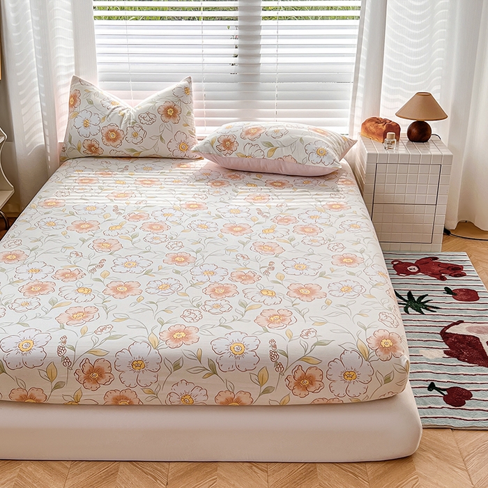 91家纺网 家纺一手货源 找家纺 赫然家纺 2026新款亲肤舒适活性印染水洗棉床笠系列床笠三件套（床笠+枕套） 露华浓