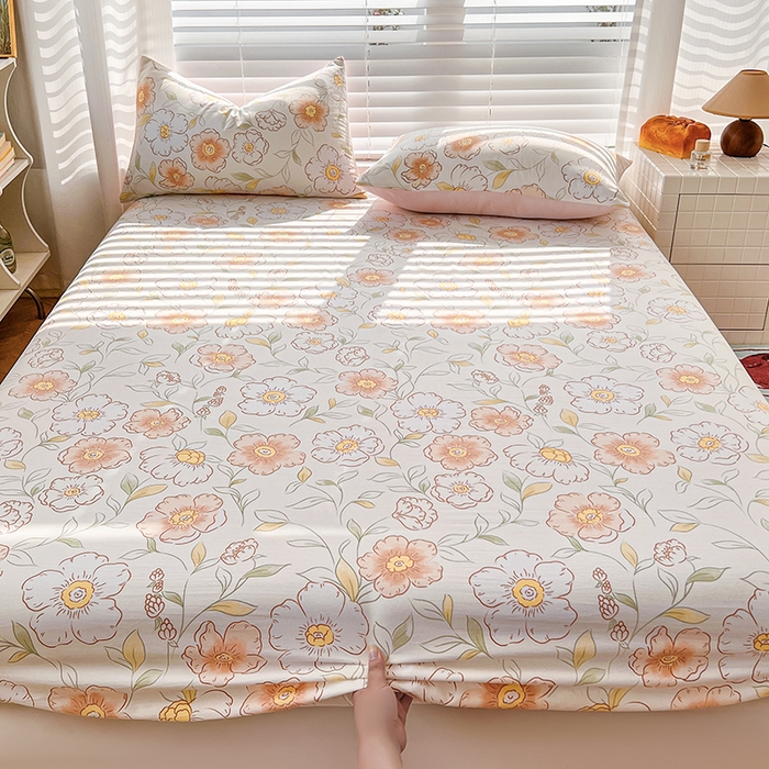 91家纺网 家纺一手货源 找家纺 赫然家纺 2026新款亲肤舒适活性印染水洗棉床笠系列床笠三件套（床笠+枕套） 露华浓