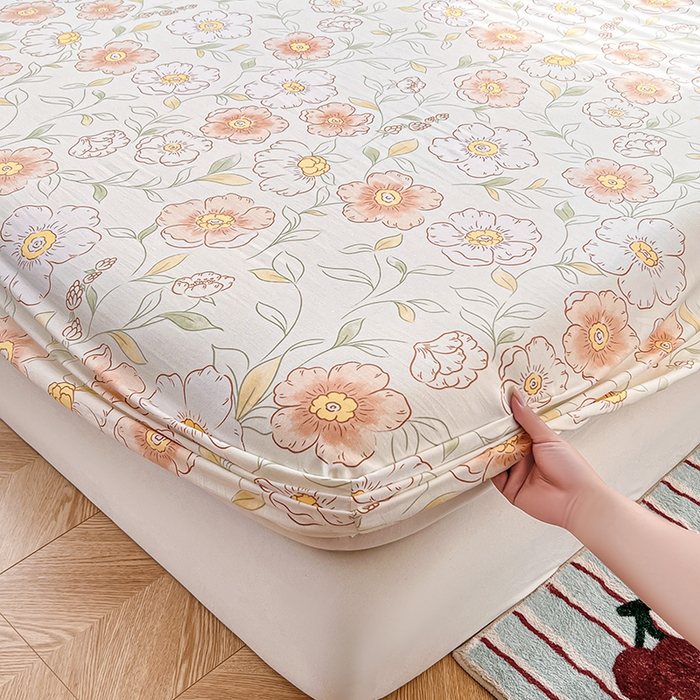 91家纺网 家纺一手货源 找家纺 赫然家纺 2026新款亲肤舒适活性印染水洗棉床笠系列床笠三件套（床笠+枕套） 露华浓