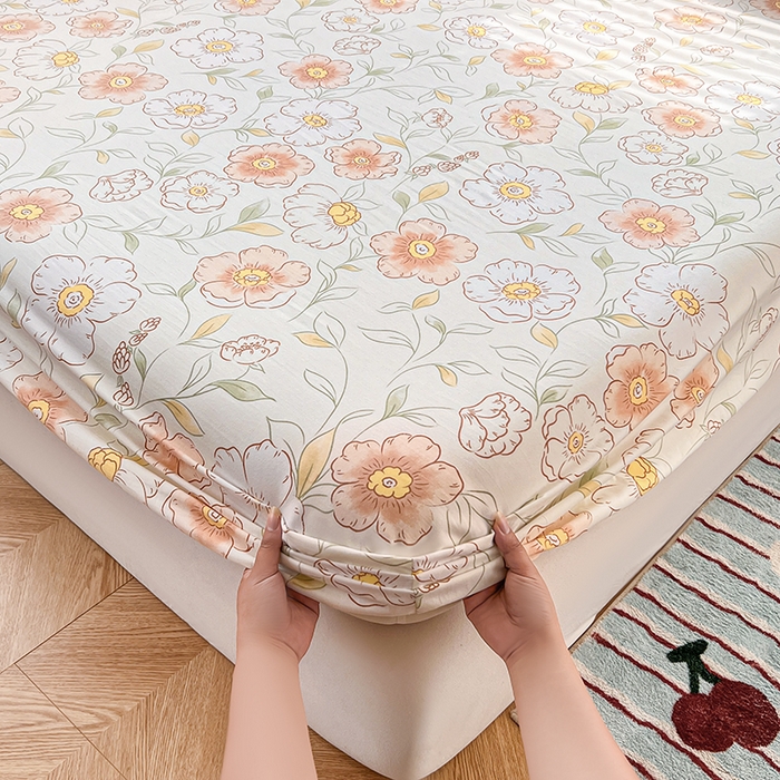 91家纺网 家纺一手货源 找家纺 赫然家纺 2026新款亲肤舒适活性印染水洗棉床笠系列床笠三件套（床笠+枕套） 露华浓