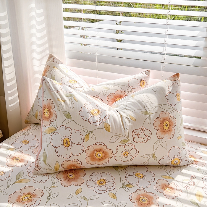 91家纺网 家纺一手货源 找家纺 赫然家纺 2026新款亲肤舒适活性印染水洗棉床笠系列床笠三件套（床笠+枕套） 露华浓
