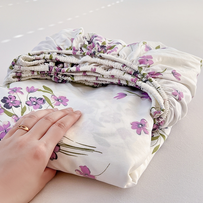 赫然家纺 2026新款亲肤舒适活性印染水洗棉床笠系列-单床笠 薰衣草