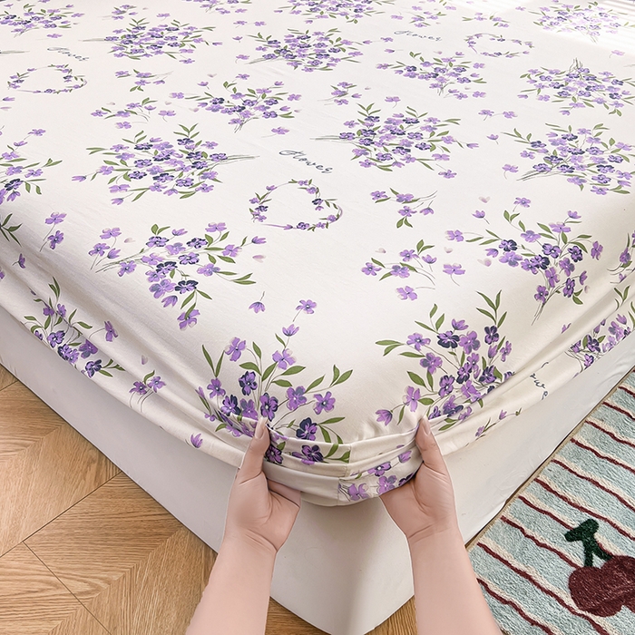 91家纺网 家纺一手货源 找家纺 赫然家纺 2026新款亲肤舒适活性印染水洗棉床笠系列-单床笠 薰衣草