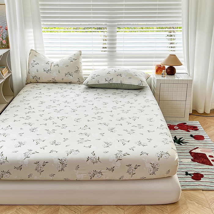 91家纺网 家纺一手货源 找家纺 赫然家纺 2026新款亲肤舒适活性印染水洗棉床笠系列床笠三件套（床笠+枕套） 醒春
