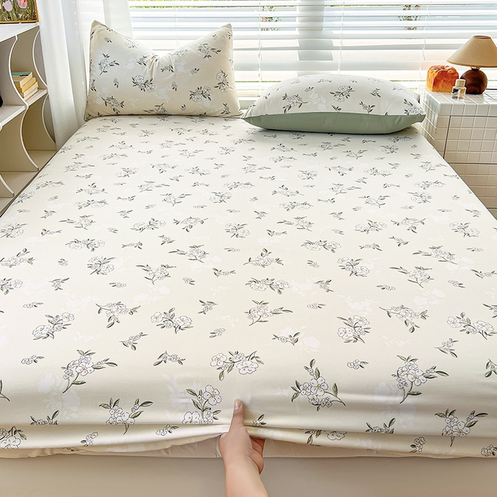 91家纺网 家纺一手货源 找家纺 赫然家纺 2026新款亲肤舒适活性印染水洗棉床笠系列床笠三件套（床笠+枕套） 醒春