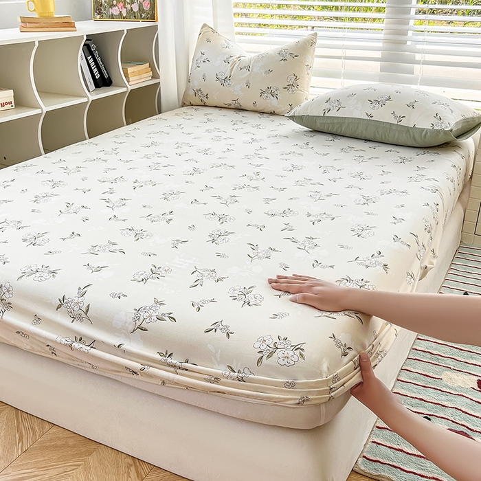 91家纺网 家纺一手货源 找家纺 赫然家纺 2026新款亲肤舒适活性印染水洗棉床笠系列床笠三件套（床笠+枕套） 醒春