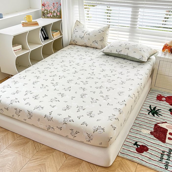 91家纺网 家纺一手货源 找家纺 赫然家纺 2026新款亲肤舒适活性印染水洗棉床笠系列床笠三件套（床笠+枕套） 醒春