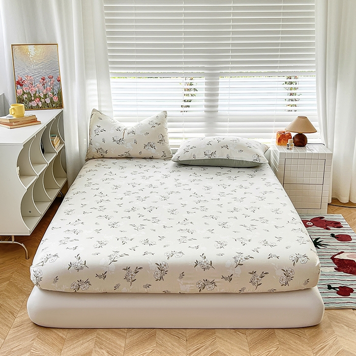 91家纺网 家纺一手货源 找家纺 赫然家纺 2026新款亲肤舒适活性印染水洗棉床笠系列床笠三件套（床笠+枕套） 醒春