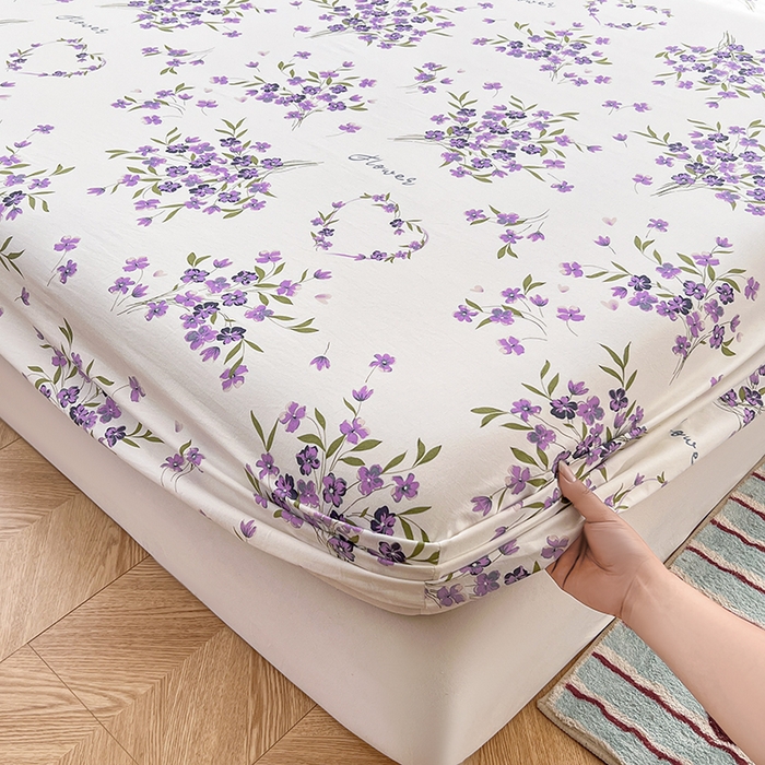 91家纺网 家纺一手货源 找家纺 赫然家纺 2026新款亲肤舒适活性印染水洗棉床笠系列床笠三件套（床笠+枕套） 薰衣草