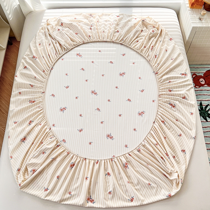 91家纺网 家纺一手货源 找家纺 赫然家纺 2026新款亲肤舒适活性印染水洗棉床笠系列-单床笠 樱花季