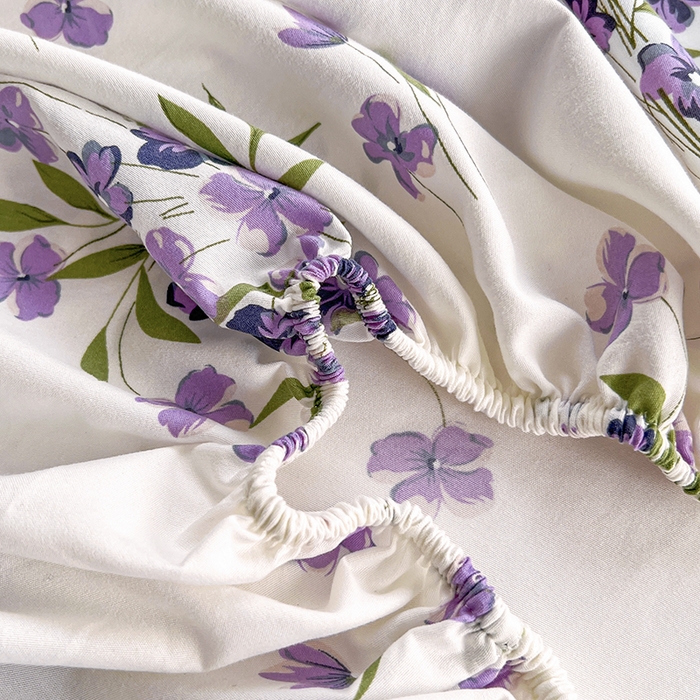 91家纺网 家纺一手货源 找家纺 赫然家纺 2026新款亲肤舒适活性印染水洗棉床笠系列床笠三件套（床笠+枕套） 薰衣草