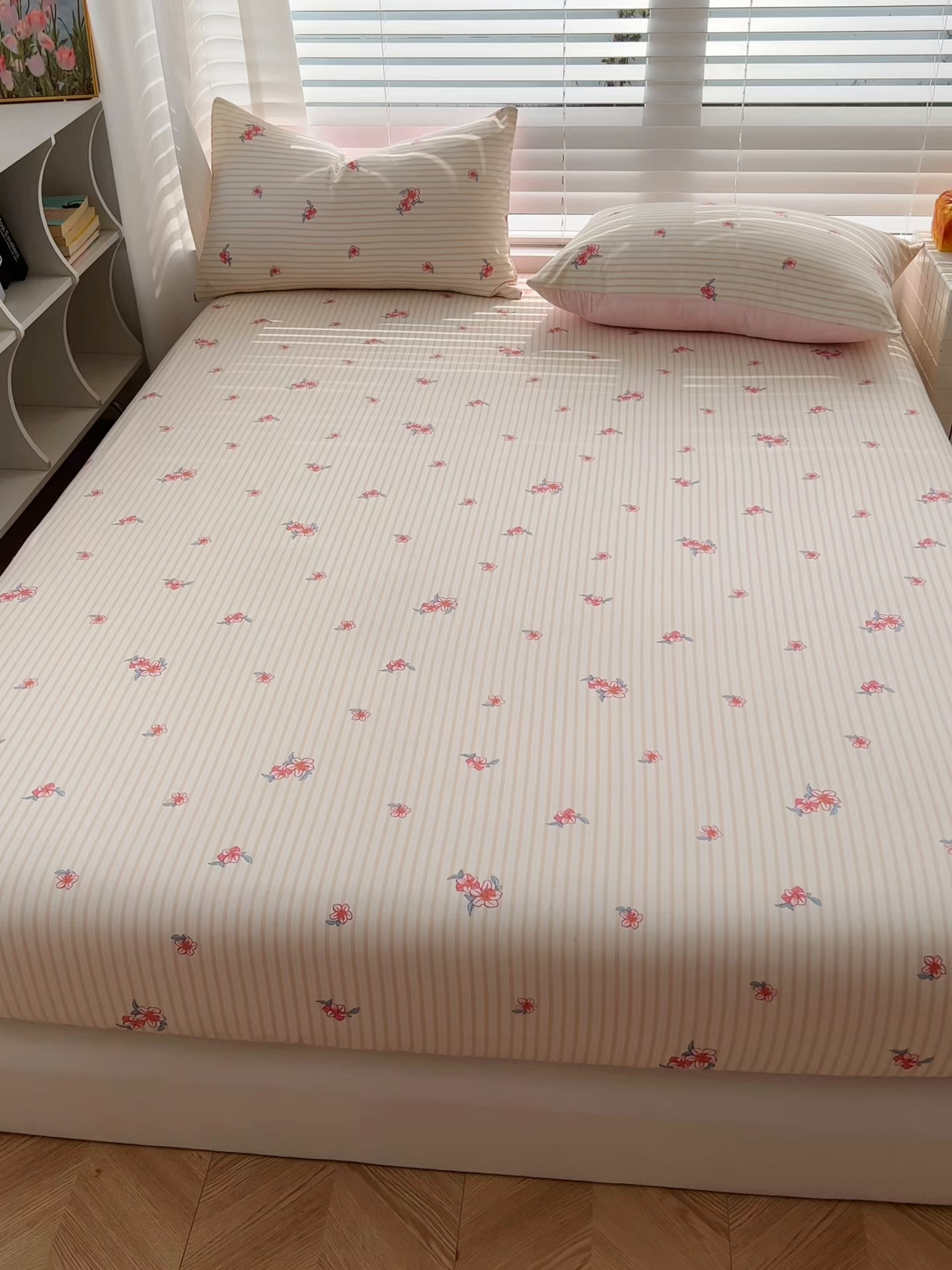 91家纺网 家纺一手货源 找家纺 赫然家纺 2026新款亲肤舒适活性印染水洗棉床笠系列-单床笠 樱花季