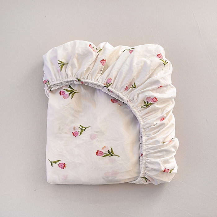 91家纺网 家纺一手货源 找家纺 赫然家纺 2026新款亲肤舒适活性印染水洗棉床笠系列-单床笠 郁金香