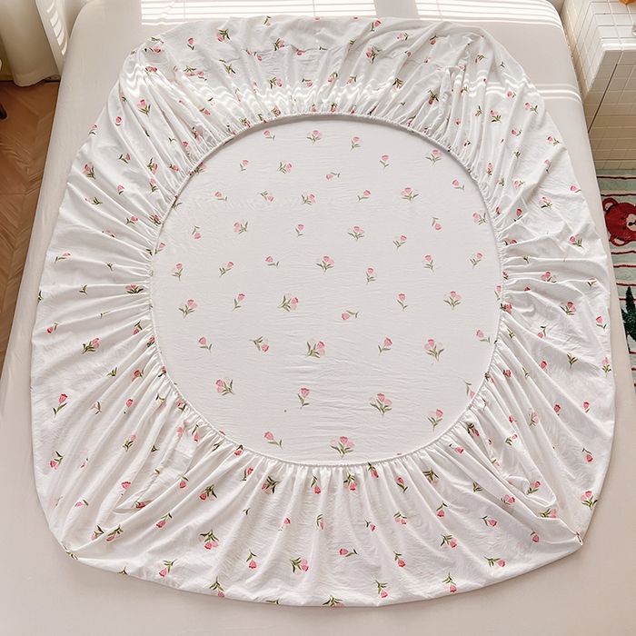 91家纺网 家纺一手货源 找家纺 赫然家纺 2026新款亲肤舒适活性印染水洗棉床笠系列-单床笠 郁金香