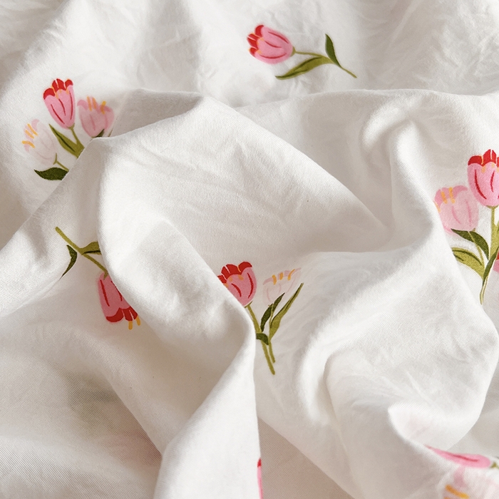 91家纺网 家纺一手货源 找家纺 赫然家纺 2026新款亲肤舒适活性印染水洗棉床笠系列-单床笠 郁金香