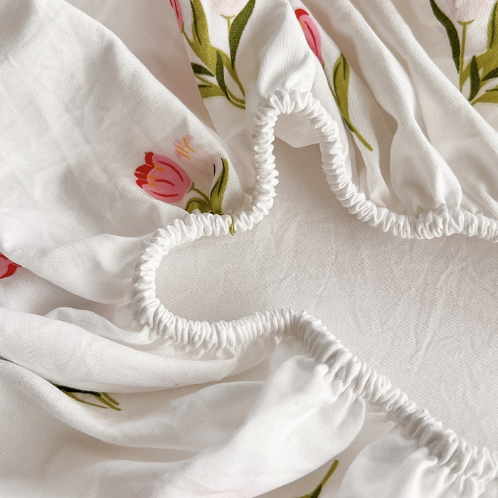 91家纺网 家纺一手货源 找家纺 赫然家纺 2026新款亲肤舒适活性印染水洗棉床笠系列床笠三件套（床笠+枕套） 郁金香