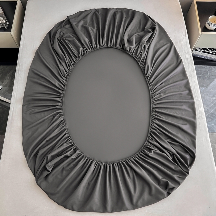 91家纺网 家纺一手货源 找家纺 赫然家纺 2026新款亲肤舒适活性印染纯色磨毛床笠系列床笠三件套（床笠+枕套） 深灰