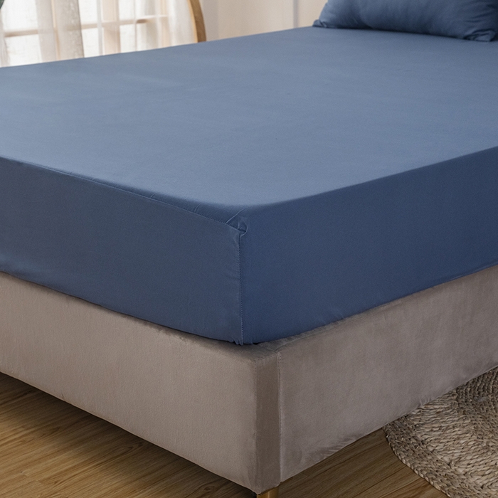 91家纺网 家纺一手货源 找家纺 赫然家纺 2026新款亲肤舒适活性印染纯色磨毛床笠系列床笠三件套（床笠+枕套） 天蓝