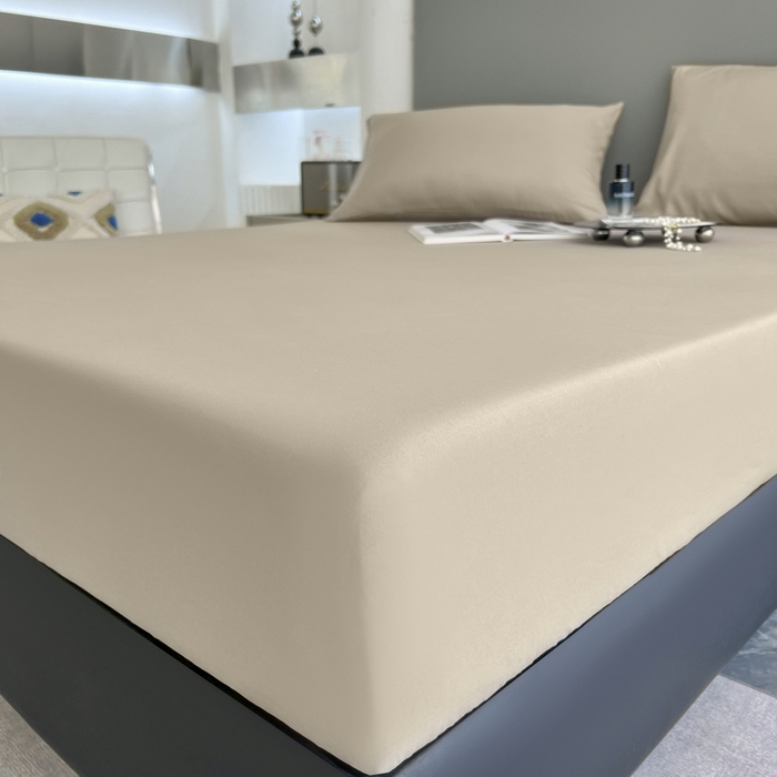 91家纺网 家纺一手货源 找家纺 赫然家纺 2026新款亲肤舒适活性印染纯色磨毛床笠系列床笠三件套（床笠+枕套） 驼色