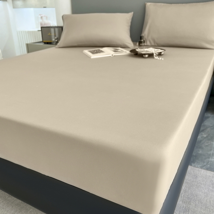 91家纺网 家纺一手货源 找家纺 赫然家纺 2026新款亲肤舒适活性印染纯色磨毛床笠系列床笠三件套（床笠+枕套） 驼色