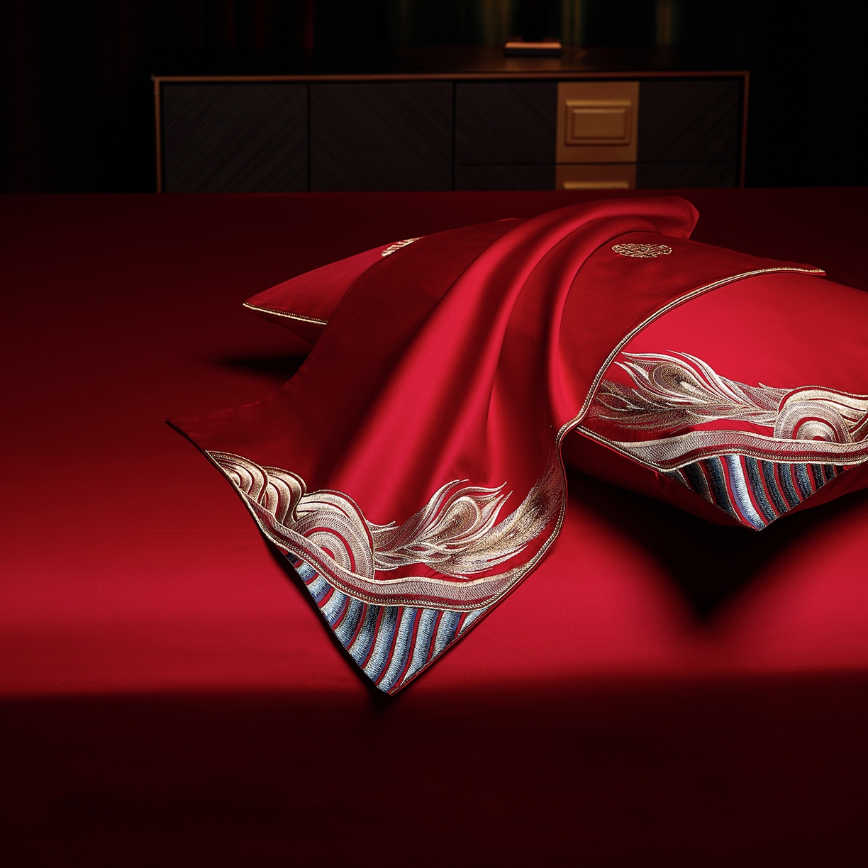 91家纺网 家纺一手货源 找家纺 （总）缔缦 2025新款Wedding高端婚庆长绒棉系列-龙凤瑞彩