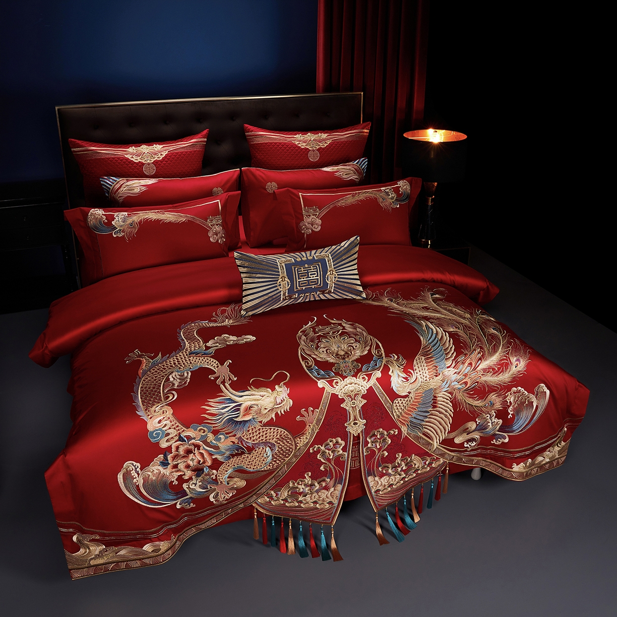 91家纺网 家纺一手货源 找家纺 （总）缔缦 2025新款Wedding高端婚庆长绒棉系列-龙凤瑞彩