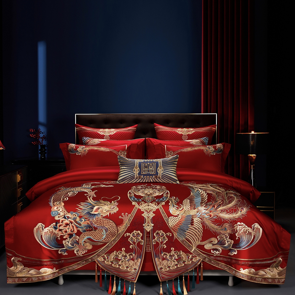 91家纺网 家纺一手货源 找家纺 （总）缔缦 2025新款Wedding高端婚庆长绒棉系列-龙凤瑞彩