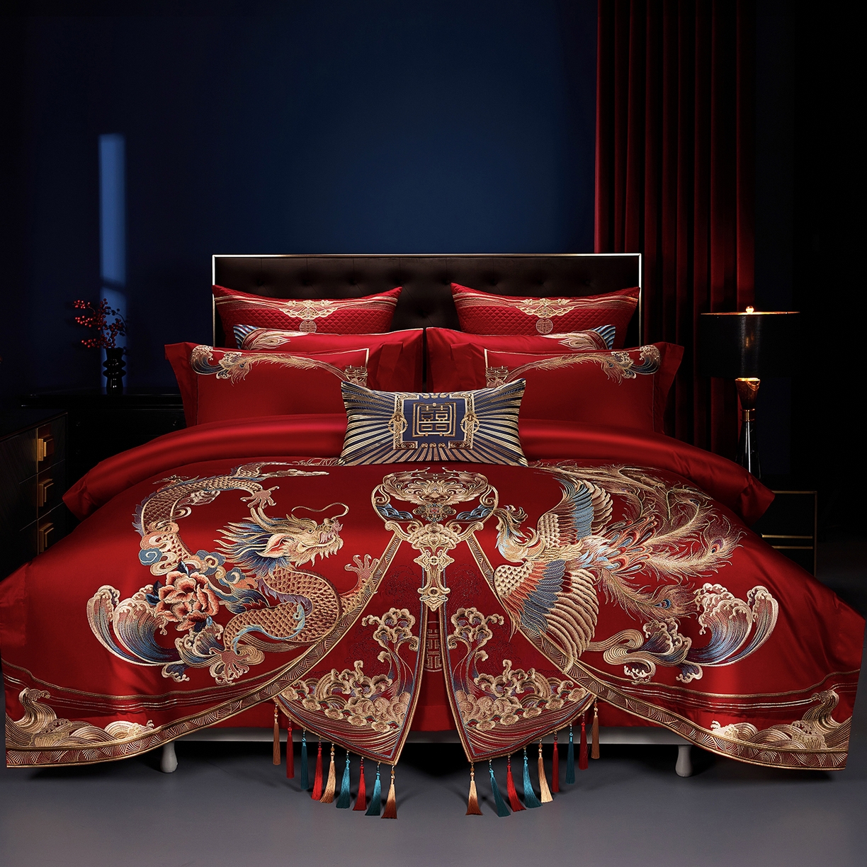 91家纺网 家纺一手货源 找家纺 （总）缔缦 2025新款Wedding高端婚庆长绒棉系列-龙凤瑞彩