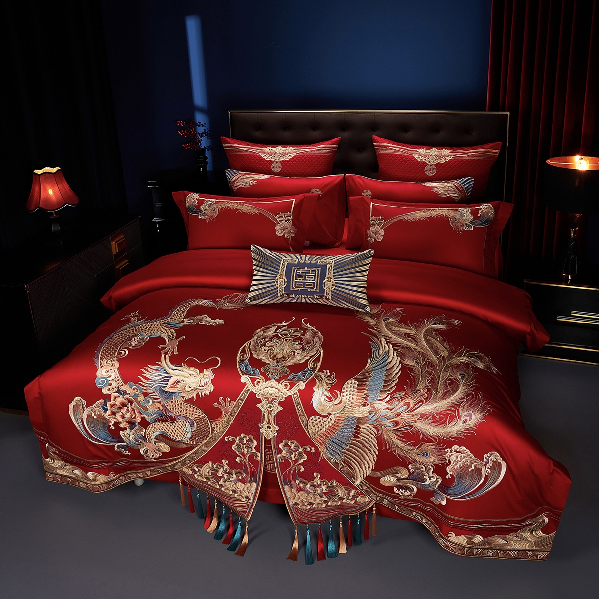 91家纺网 家纺一手货源 找家纺 （总）缔缦 2025新款Wedding高端婚庆长绒棉系列-龙凤瑞彩