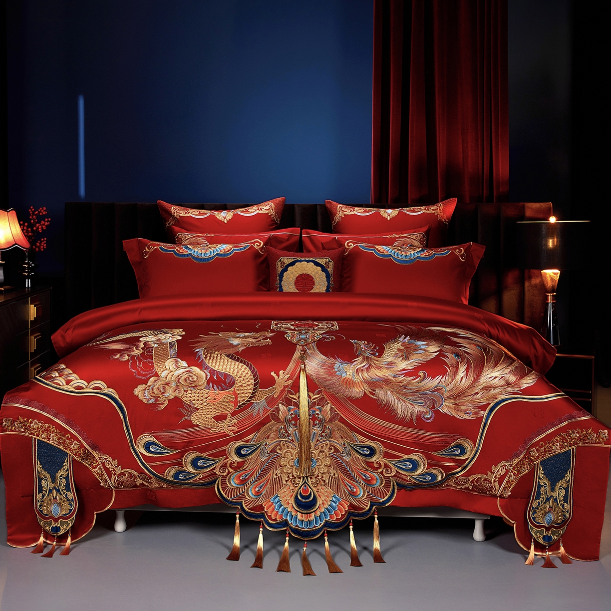 91家纺网 家纺一手货源 找家纺 （总）缔缦 2025新款Wedding高端婚庆长绒棉系列-龙腾凤翔