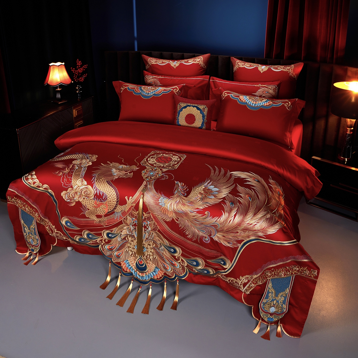 91家纺网 家纺一手货源 找家纺 （总）缔缦 2025新款Wedding高端婚庆长绒棉系列-龙腾凤翔