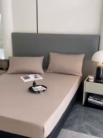 91家纺网 家纺一手货源 找家纺 赫然家纺 2026新款亲肤舒适活性印染纯色磨毛床笠系列床笠三件套（床笠+枕套） 驼色