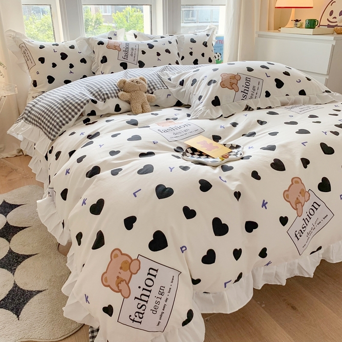 91家纺网 家纺一手货源 找家纺 （总）玉元坊 2025春夏新款公主风全棉纯棉花边被套床单四件套