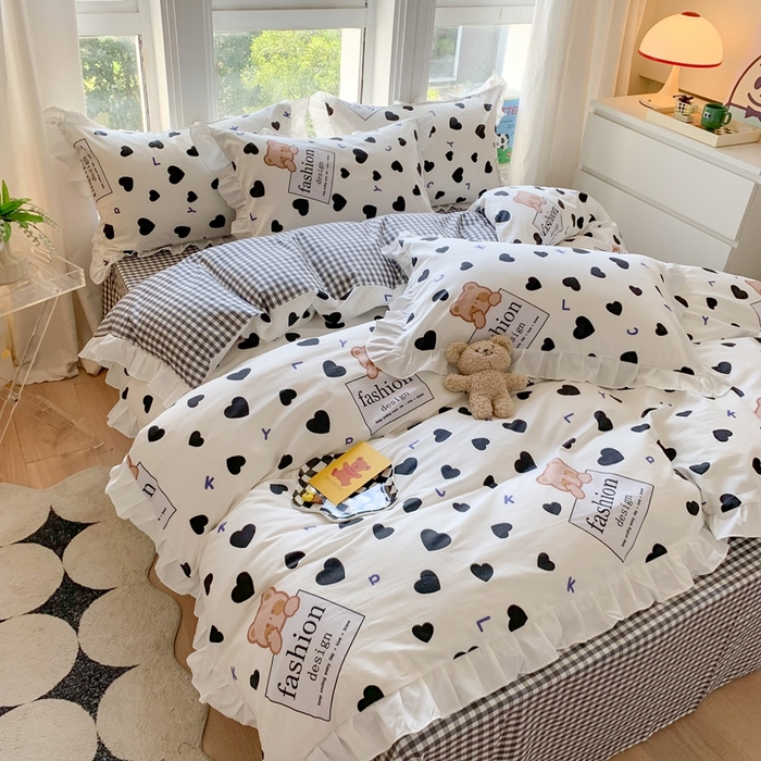 91家纺网 家纺一手货源 找家纺 （总）玉元坊 2025春夏新款公主风全棉纯棉花边被套床单四件套